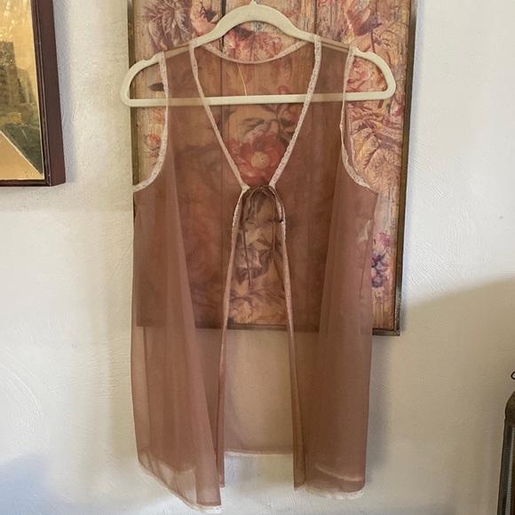 60s 70S VINTAGE VANITY FAIR BOHO FEMININE SHEER LACE TRIM LINGERIE CHEMISE TOP - Picture 11 of 15